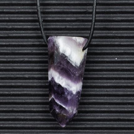 Chevron Amethyst Obelisk Point Pendant C