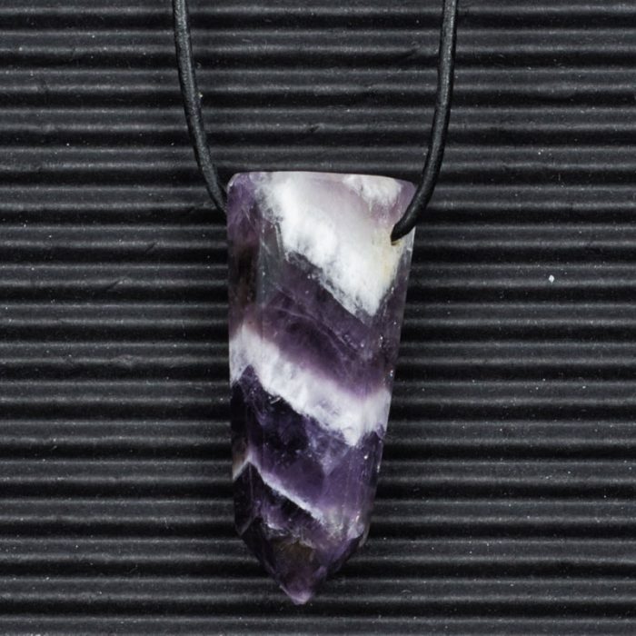 Chevron Amethyst Obelisk Point Pendant C