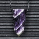 Chevron Amethyst Obelisk Point Pendant E