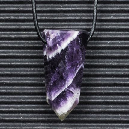 Chevron Amethyst Obelisk Point Pendant E
