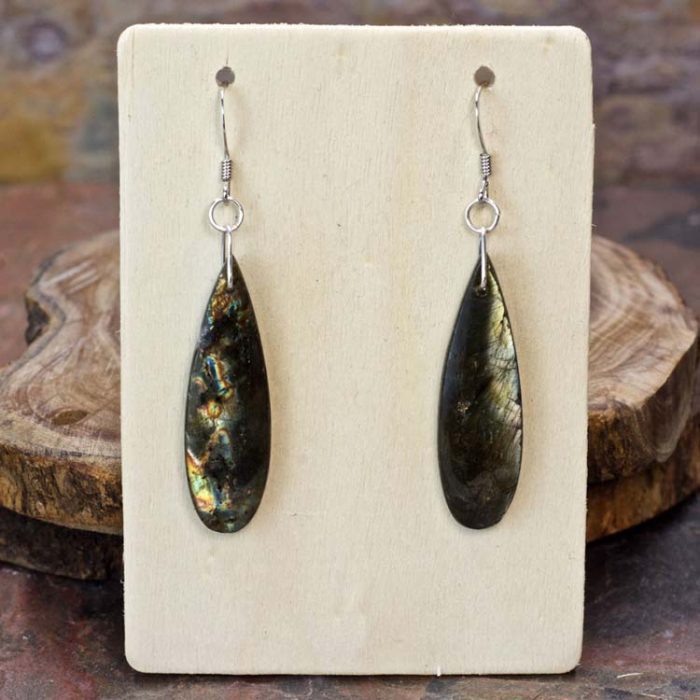 Labradorite and Sterling Silver Dangle Earrings