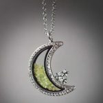 Rhinestone Moon Star Floating Crystal Locket in Silver