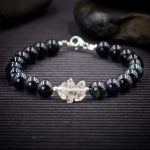 Blue Tiger Eye and Herkimer Diamond Bracelet