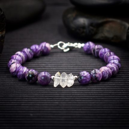 Charoite and Herkimer Diamond Bracelet