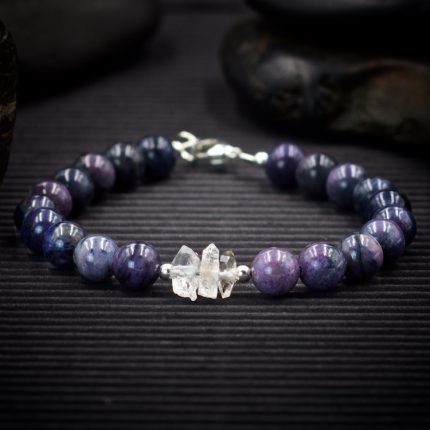 Dumortierite and Herkimer Diamond Bracelet
