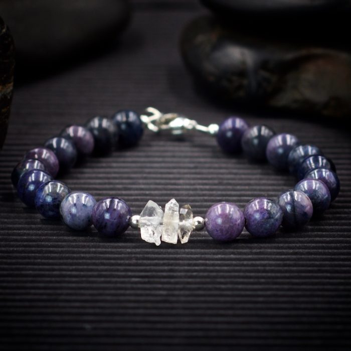 Dumortierite and Herkimer Diamond Bracelet