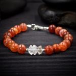 Fire Agate and Herkimer Diamond Bracelet