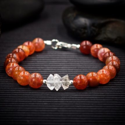 Fire Agate and Herkimer Diamond Bracelet