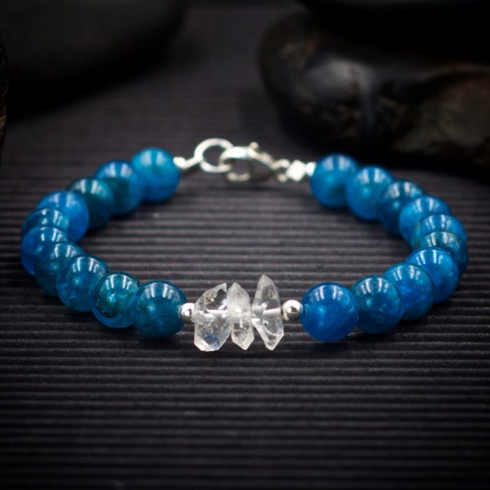Apatite and Herkimer Diamond Bracelet