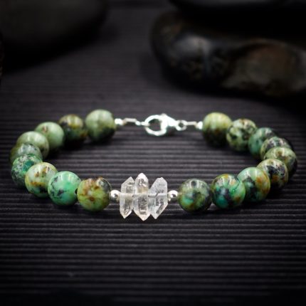 African Turquoise and Herkimer Diamond Bracelet