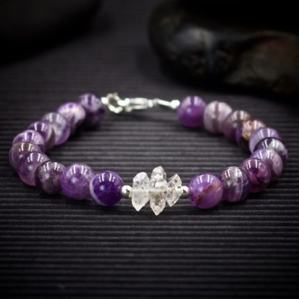 Dogtooth Amethyst and Herkimer Diamond Bracelet