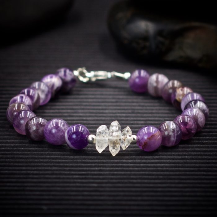 Dogtooth Amethyst and Herkimer Diamond Bracelet