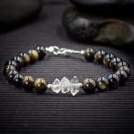 Gold Sheen Obsidian and Herkimer Diamond Bracelet