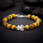 Blonde Tiger Eye and Herkimer Diamond Bracelet