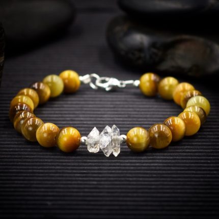 Blonde Tiger Eye and Herkimer Diamond Bracelet