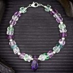 Fluorite Faceted Rondelle and Amethyst Bracelet