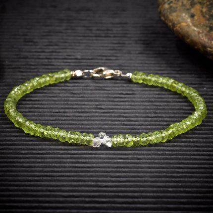Peridot and Herkimer Diamond Crystal Bracelet