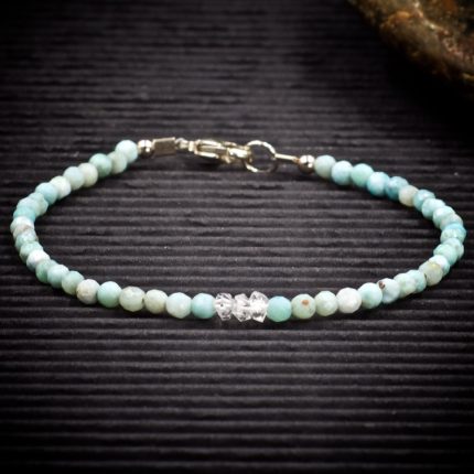 Larimar and Herkimer Diamond Crystal Bracelet