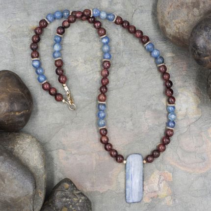 Blue Kyanite and Garnet Necklace
