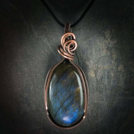 Labradorite Oval Wire Wrapped Pendant