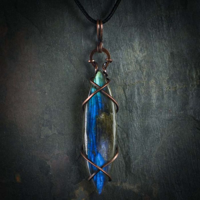 Labradorite Marquise Wire Wrapped Pendant B