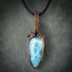 Larimar Small Teardrop Wire Wrapped Pendant