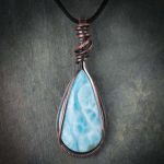 Larimar Large Teardrop Wire Wrapped Pendant