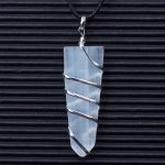 Selenite Wire Wrapped Flat Point Pendant