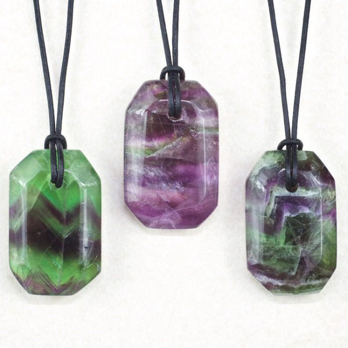 Faceted Fluorite Double Sided Pendants