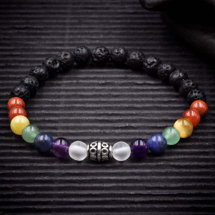 7 Chakra Crystal Lava Rock Bracelet
