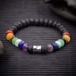 7 Chakra Crystal Lava Rock Rondelle Bracelet
