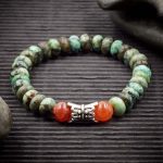 African Turquoise and Fire Agate Bracelet