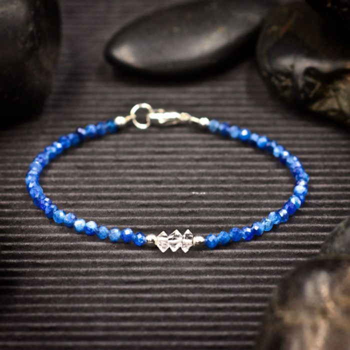 Blue Kyanite and Herkimer Diamond Crystal Bracelet