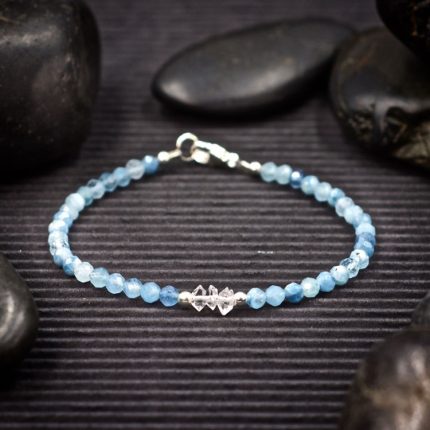 Aquamarine and Herkimer Diamond Crystal Bracelet
