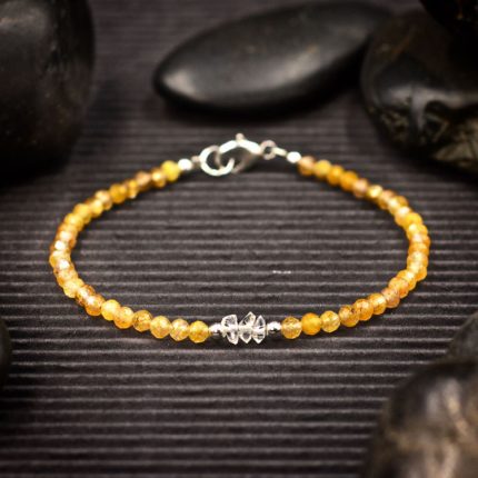 Gold Rutilated Quartz and Herkimer Diamond Bracelet