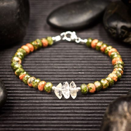 Unakite and Herkimer Diamond Bracelet