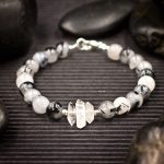 Tourmalinated Quartz and Herkimer Diamond Bracelet