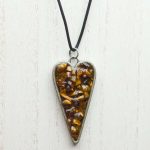 Gold Tiger Eye Druzy Heart Pendant