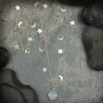 Moonstone Hexagon Pendant on Moon and Star Chain
