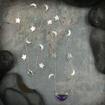 Amethyst Half Moon Pendant on Moon and Star Chain