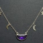 Amethyst Half Moon Pendant on Moon and Star Chain