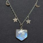Moonstone Pentagon Pendant on Moon and Star Chain