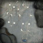 Labradorite Half Moon Pendant on Moon and Star Chain