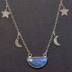 Labradorite Half Moon Pendant on Moon and Star Chain