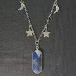 Labradorite Long Marquise Pendant on Moon Star Chain