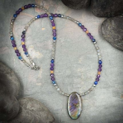 Purple Labradorite and Amethyst Necklace