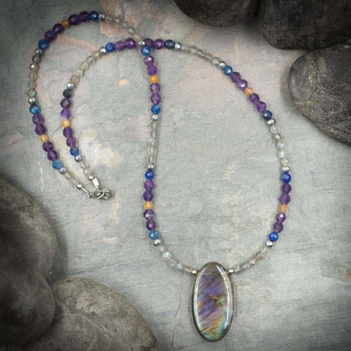 Purple Labradorite and Amethyst Necklace