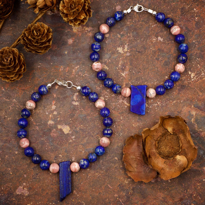 Lapis Lazuli and Rhodochrosite Bracelet