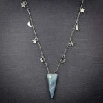 Labradorite Triangle Pendant on Moon and Star Chain - A