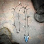 Labradorite Triangle Pendant on Moon and Star Chain - B